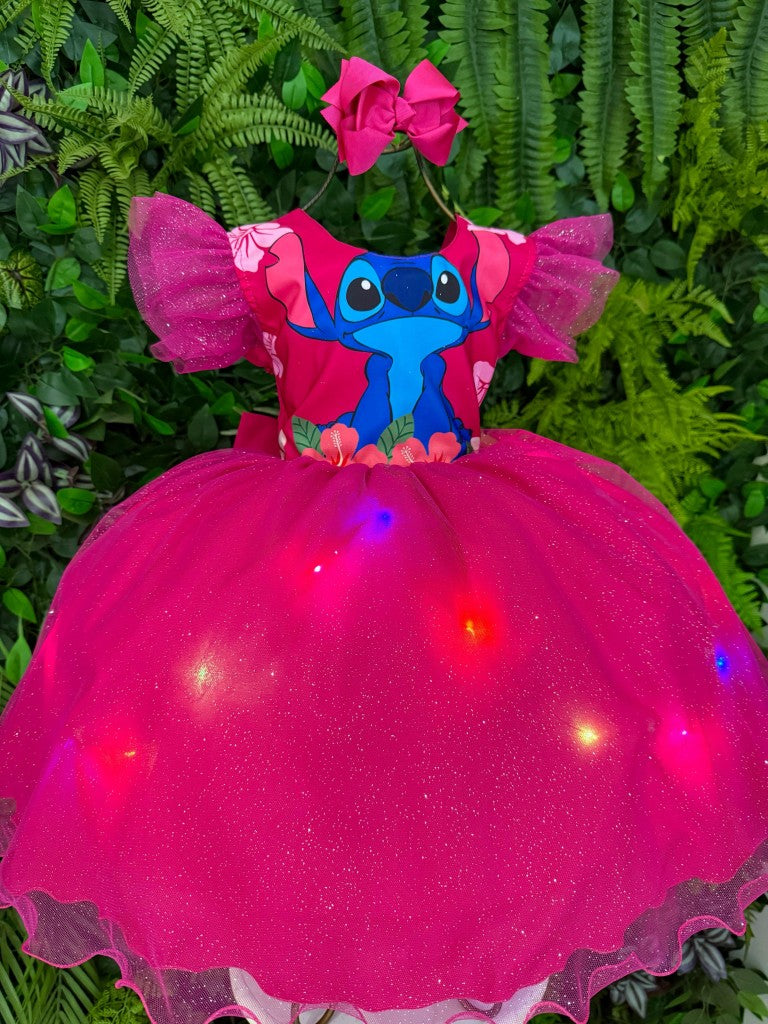 Vestido Tematicos Ysa Kids Lilo Stitch Pink com Led - Leveza e Elegância para Meninas | Bebeloo Kids