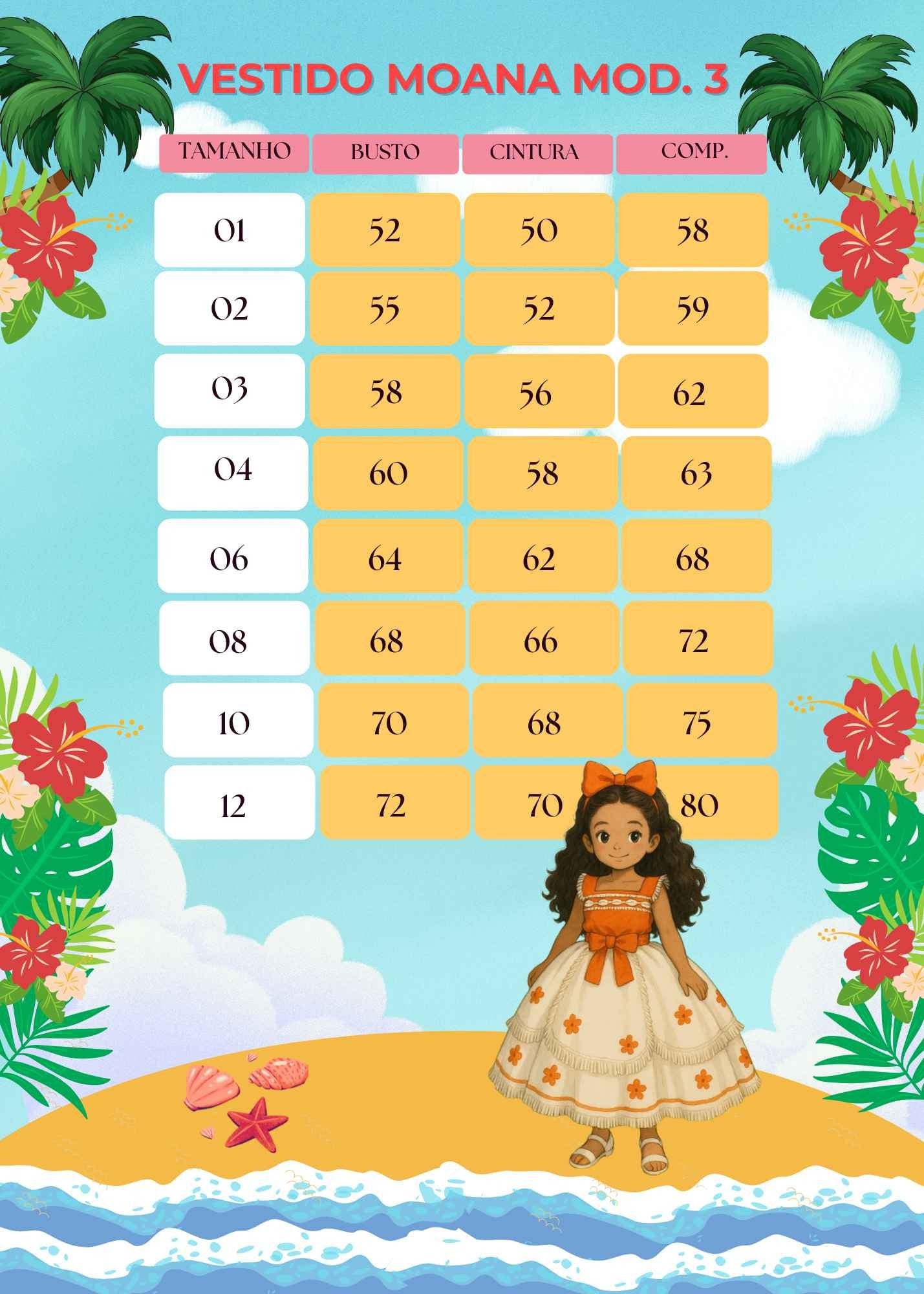 Vestido Tematicos Kids Moana Modelo 3 - Leveza e Elegância para Meninas | Bebeloo Kids