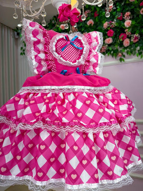 Vestido Bella Child Junino Quermesse do Coração Pink - Leveza e Elegância para Meninas | Bebeloo Kids