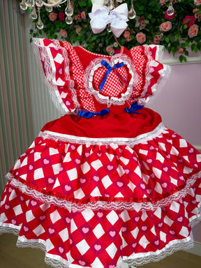 Vestido Bella Child Junino Quermesse do Coração Vermelho - Leveza e Elegância para Meninas | Bebeloo Kids