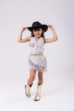 Conjunto Blogueirinha Boiadeira Maraisa Jeans Off - Estilo Delicado para o Dia a Dia | Bebeloo Kids