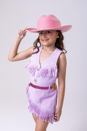 Conjunto Blogueirinha Boiadeira Maraisa Jeans Lilas - Estilo Delicado para o Dia a Dia | Bebeloo Kids