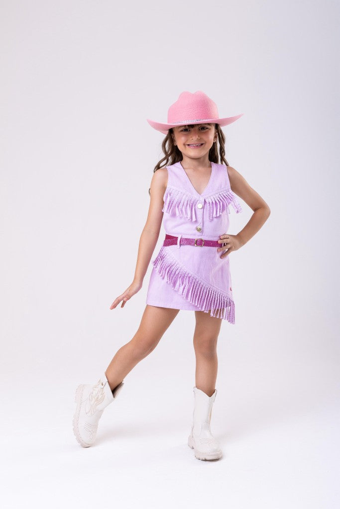 Conjunto Blogueirinha Boiadeira Maraisa Jeans Lilas - Estilo Delicado para o Dia a Dia | Bebeloo Kids