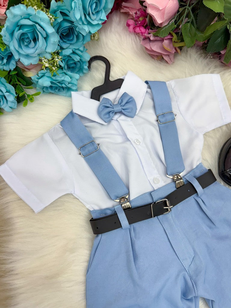 Conjunto Miss Cherry Meninos Social Shorts Ravi Azul Claro - Estilo Delicado para o Dia a Dia | Bebeloo Kids
