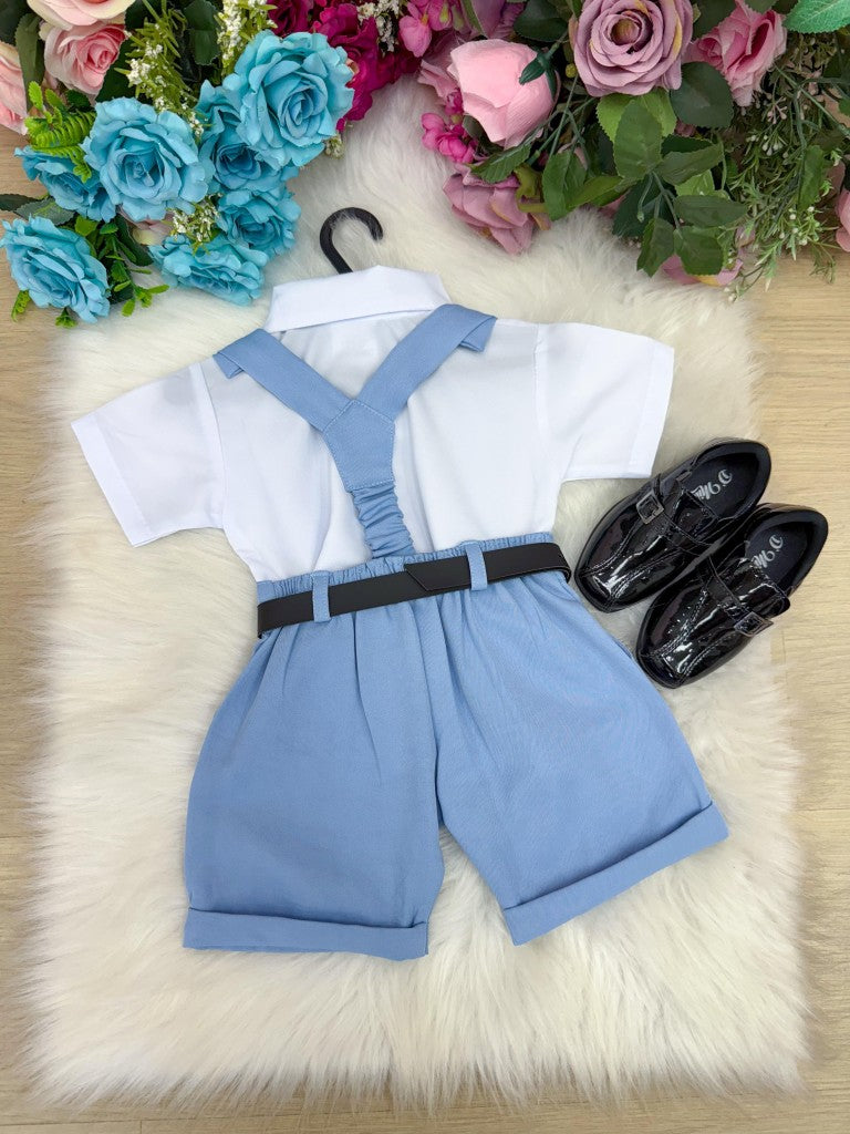 Conjunto Miss Cherry Meninos Social Shorts Ravi Azul Claro - Estilo Delicado para o Dia a Dia | Bebeloo Kids