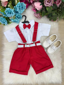 Conjunto Miss Cherry Meninos Social Shorts Ravi Vermelho - Estilo Delicado para o Dia a Dia | Bebeloo Kids