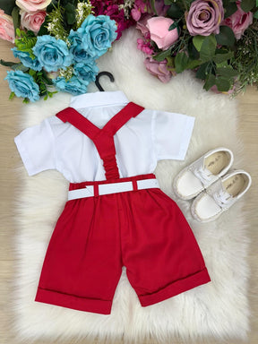 Conjunto Miss Cherry Meninos Social Shorts Ravi Vermelho - Estilo Delicado para o Dia a Dia | Bebeloo Kids
