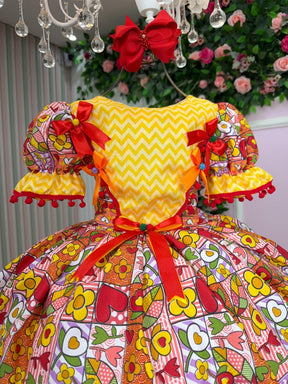 Vestido Marie Junino Quermesse de Luxo Amarelo - Leveza e Elegância para Meninas | Bebeloo Kids