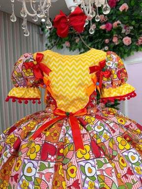 Vestido Marie Junino Quermesse de Luxo Amarelo - Leveza e Elegância para Meninas | Bebeloo Kids