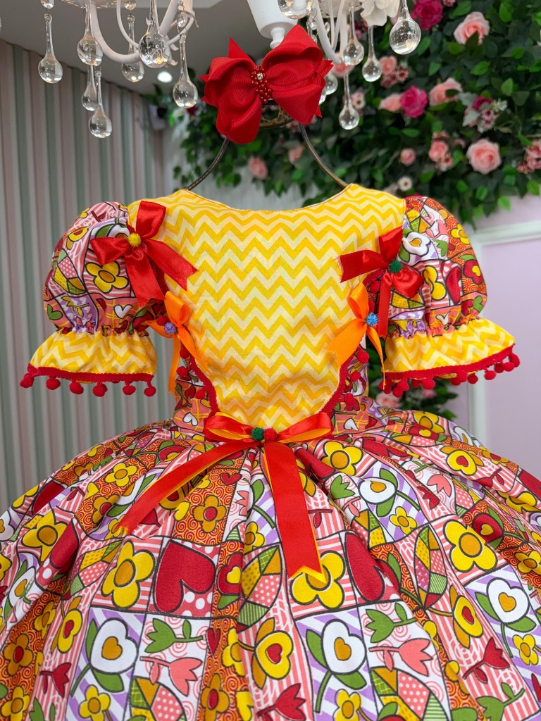 Vestido Marie Junino Quermesse de Luxo Amarelo - Leveza e Elegância para Meninas | Bebeloo Kids