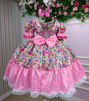 Vestido Marie Junino Quermesse de Luxo Pink - Leveza e Elegância para Meninas | Bebeloo Kids