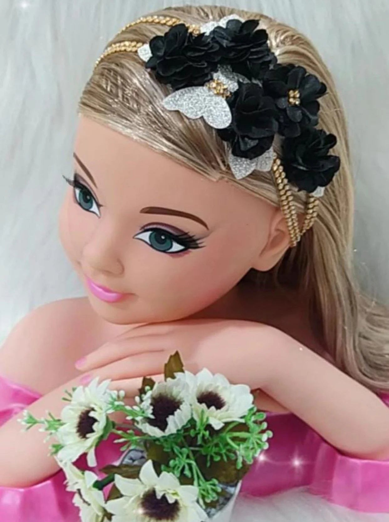Faixa Jardim Preto com Dourado - Charme e Delicadeza para os Cabelos | Bebeloo Kids