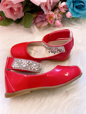 Sapatilha Flor Di Mila Vermelho "Perolas" Luxo - Diversão e Encanto para Brincar | Bebeloo Kids
