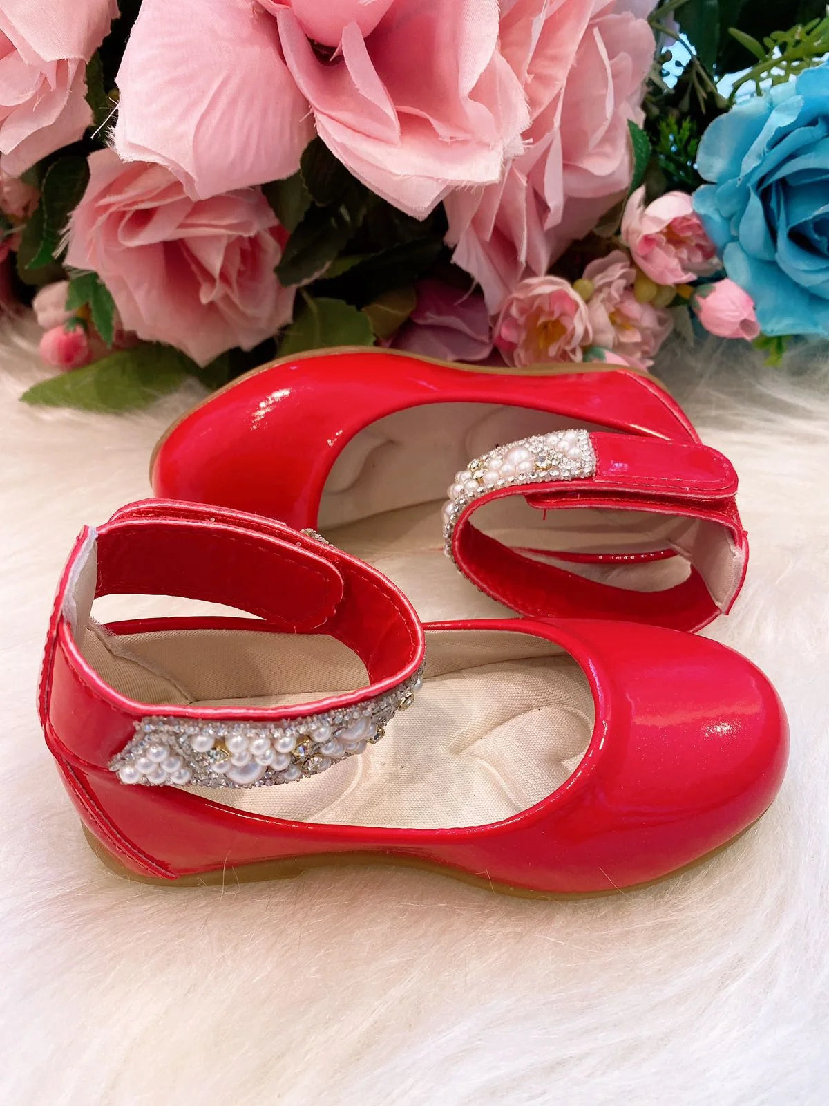 Sapatilha Flor Di Mila Vermelho "Perolas" Luxo | Bebeloo Kids