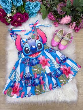 Vestido Temáticos Ysa Kids Stitch Azul - Leveza e Elegância para Meninas | Bebeloo Kids
