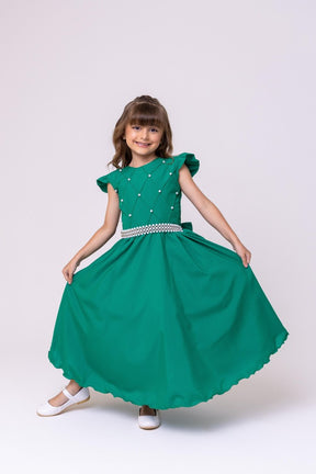 Vestido Ysa Kids Ariane Longo Verde Bandeira - Leveza e Elegância para Meninas | Bebeloo Kids