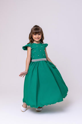 Vestido Ysa Kids Ariane Longo Verde Bandeira - Leveza e Elegância para Meninas | Bebeloo Kids