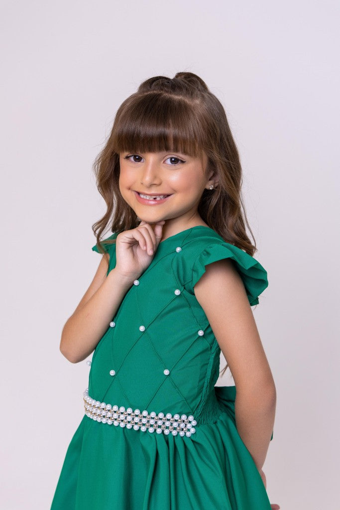 Vestido Ysa Kids Ariane Longo Verde Bandeira - Leveza e Elegância para Meninas | Bebeloo Kids
