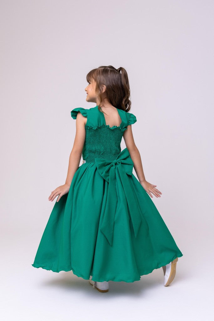 Vestido Ysa Kids Ariane Longo Verde Bandeira - Leveza e Elegância para Meninas | Bebeloo Kids
