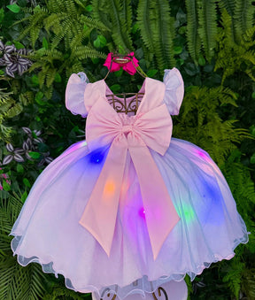 Vestido Tematicos Ysa Kids Lilo Stitch Rosa Bebe com Led - Leveza e Elegância para Meninas | Bebeloo Kids