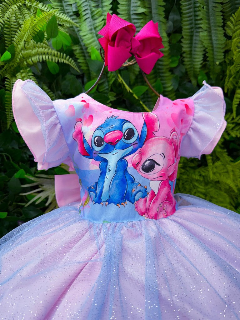 Vestido Tematicos Ysa Kids Lilo Stitch Rosa Bebe com Led - Leveza e Elegância para Meninas | Bebeloo Kids