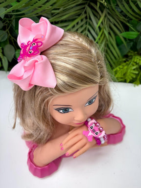Laço Tematico Angel + Pulseira Rosa - Toque Delicado para Completar o Visual | Bebeloo Kids