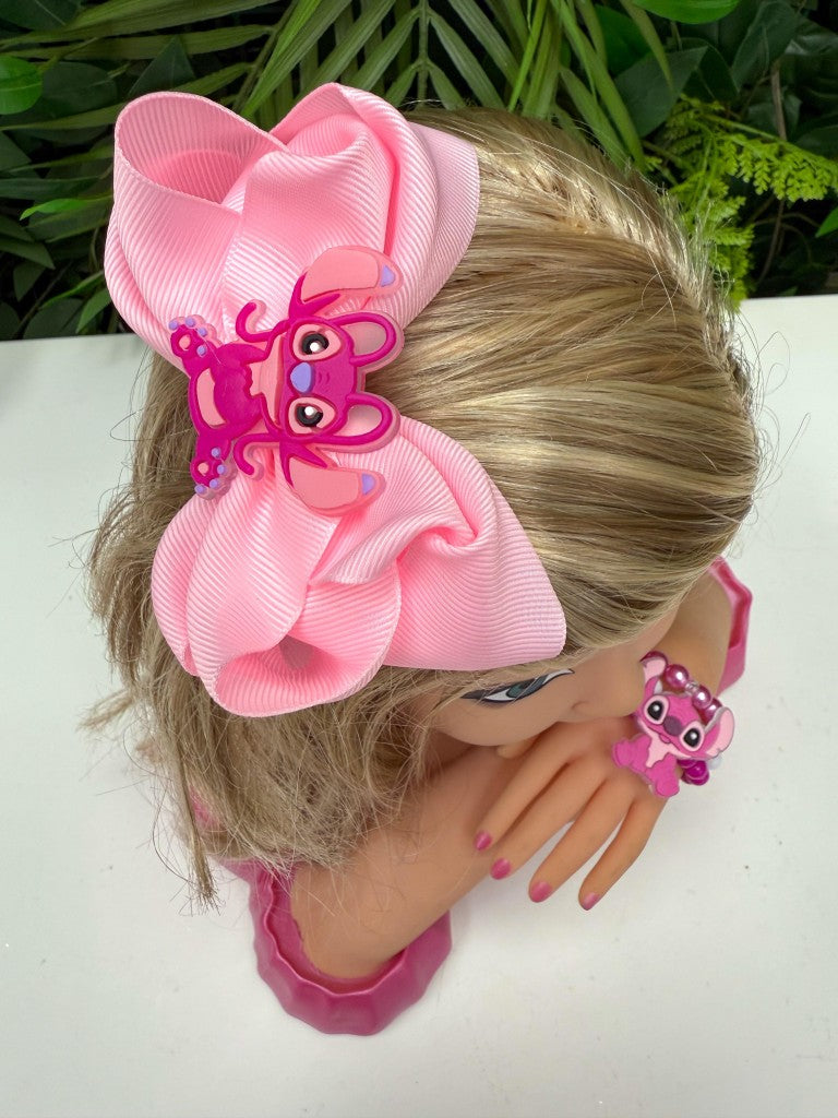 Laço Tematico Angel + Pulseira Rosa - Toque Delicado para Completar o Visual | Bebeloo Kids
