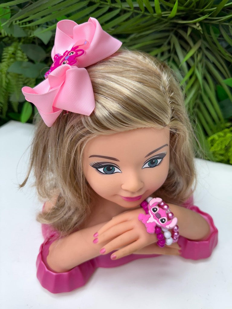 Laço Tematico Angel + Pulseira Rosa - Toque Delicado para Completar o Visual | Bebeloo Kids