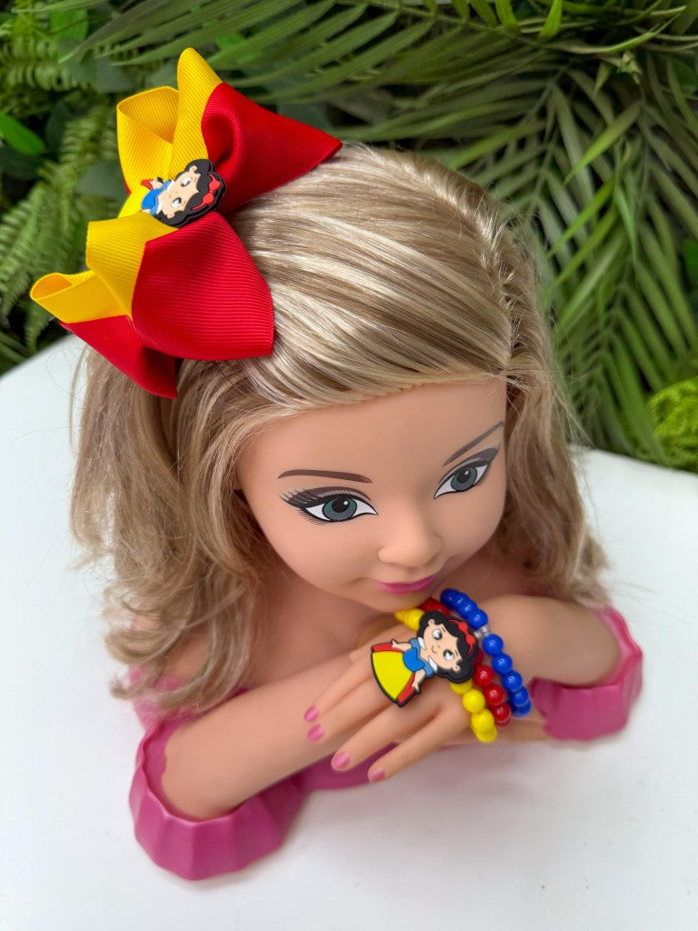 Laço Tematico Branca De neve + Pulseira - Toque Delicado para Completar o Visual | Bebeloo Kids