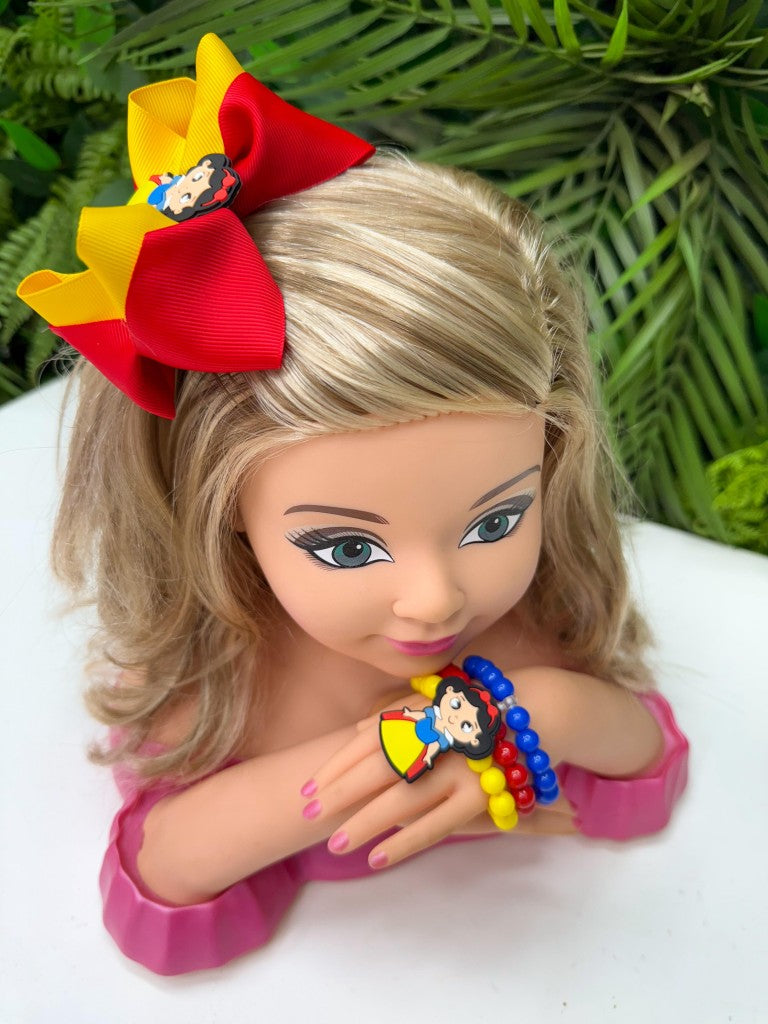 Laço Tematico Branca De neve + Pulseira - Toque Delicado para Completar o Visual | Bebeloo Kids