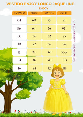 Vestido Enjoy Longo Jaqueline Amarelo - Leveza e Elegância para Meninas | Bebeloo Kids