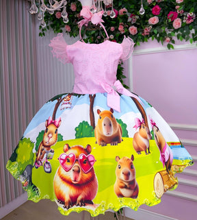 Vestido Temáticos Infantil Luxo Capivara - Leveza e Elegância para Meninas | Bebeloo Kids