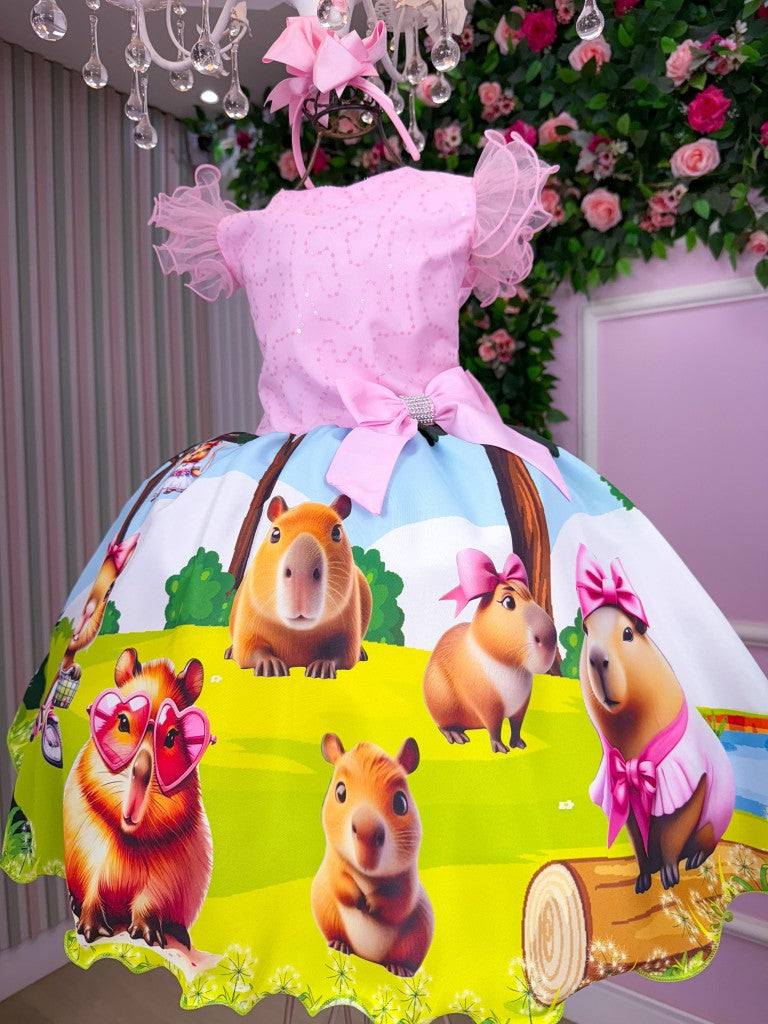 Vestido Temáticos Infantil Luxo Capivara - Leveza e Elegância para Meninas | Bebeloo Kids