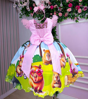 Vestido Temáticos Infantil Luxo Capivara - Leveza e Elegância para Meninas | Bebeloo Kids