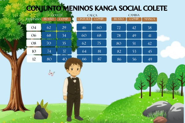 Conjunto Meninos Kanga Social Preto Colete - Estilo Delicado para o Dia a Dia | Bebeloo Kids