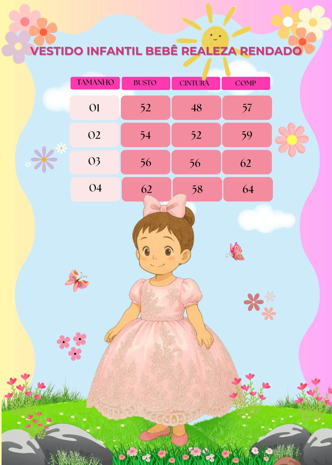 Vestido Infantil Enjoy Bebê Rosa Bebê Realeza Rendado - Leveza e Elegância para Meninas | Bebeloo Kids