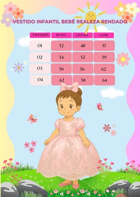 Vestido Infantil Enjoy Bebê Rosa Bebê Realeza Rendado - Leveza e Elegância para Meninas | Bebeloo Kids
