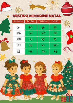 Vestido Mimadine Ursinho Menininha Vermelho Natal