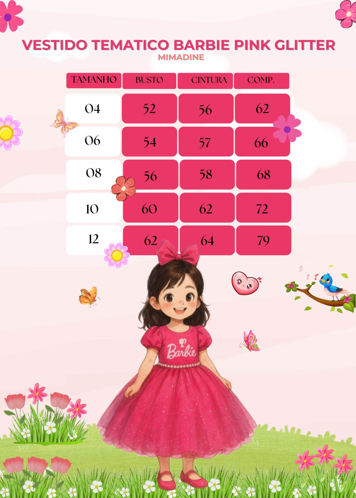 Vestido Tematico Mimadine Barbie Pink Glitter - Leveza e Elegância para Meninas | Bebeloo Kids