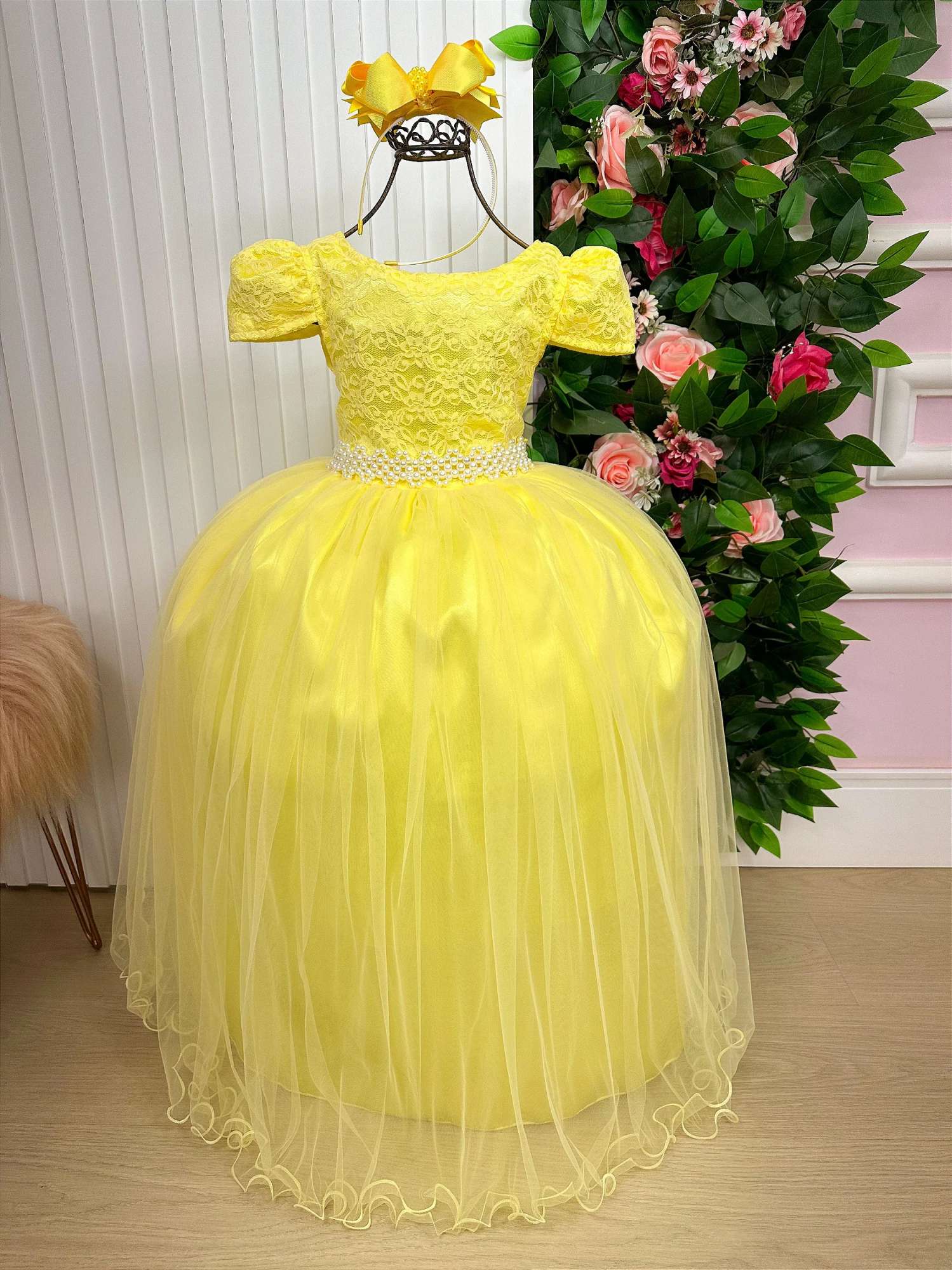 Vestido Enjoy Longo Laura Amarelo Rendado - Leveza e Elegância para Meninas | Bebeloo Kids