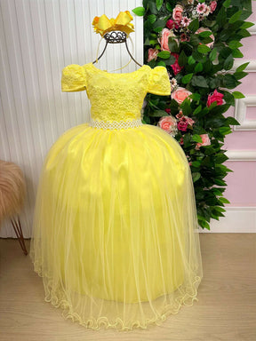 Vestido Enjoy Longo Laura Amarelo Rendado - Leveza e Elegância para Meninas | Bebeloo Kids