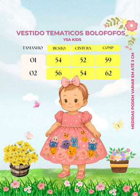 Vestido Tematicos Ysa Kids Bolofofos - Bolo Fofos Rosa