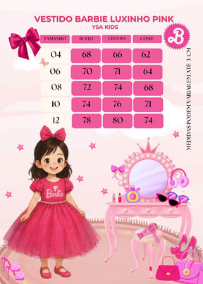 Vestido Ysa Kids Barbie Luxinho Pink - Leveza e Elegância para Meninas | Bebeloo Kids