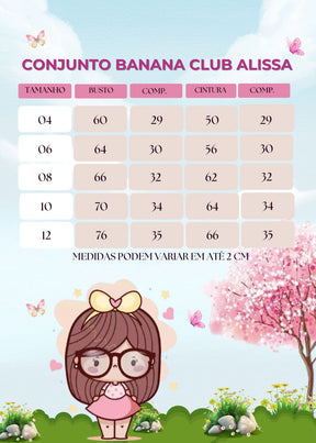 Conjunto Banana Club Alissa Azul e Verde - Estilo Delicado para o Dia a Dia | Bebeloo Kids