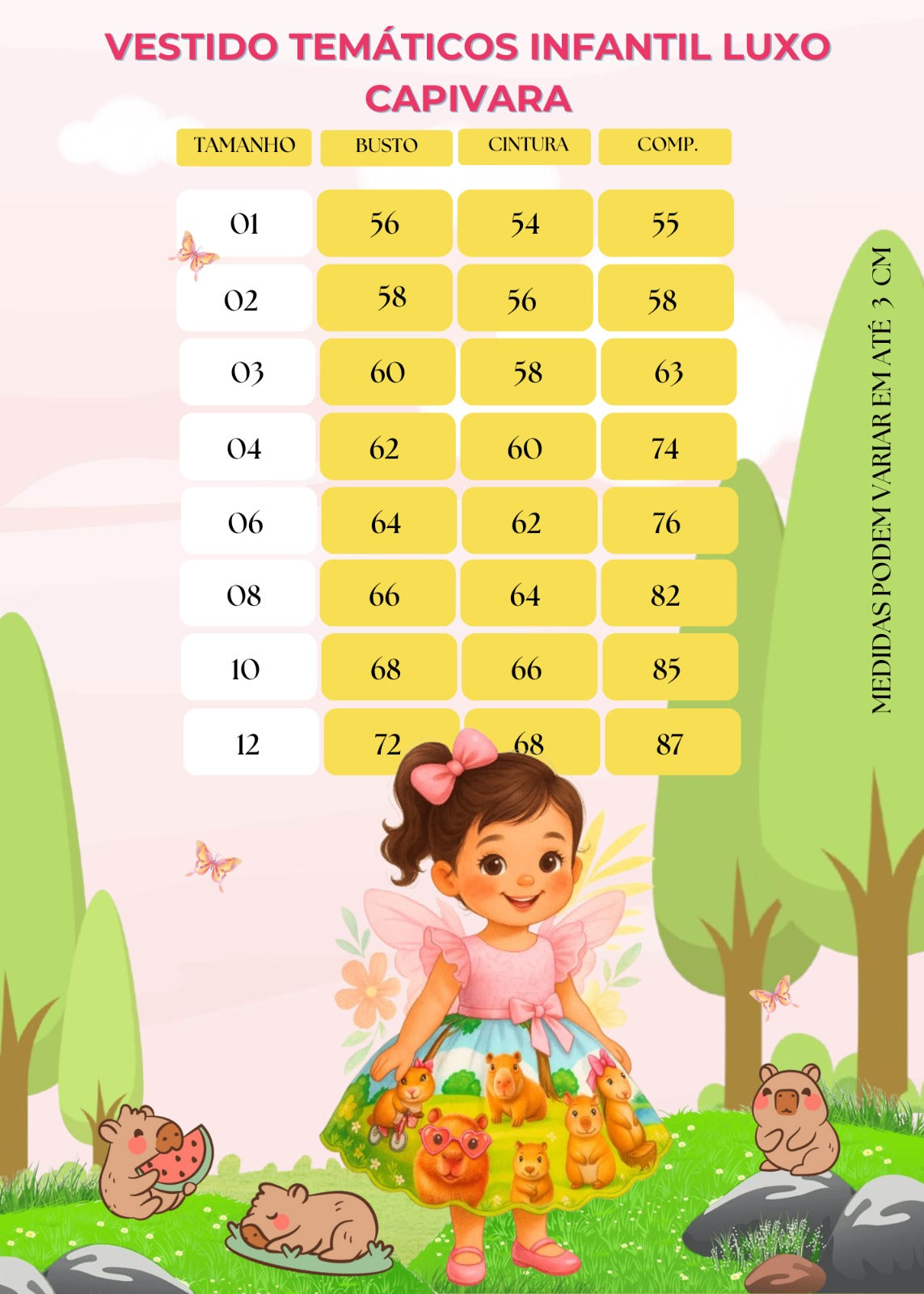 Vestido Temáticos Infantil Luxo Capivara - Leveza e Elegância para Meninas | Bebeloo Kids