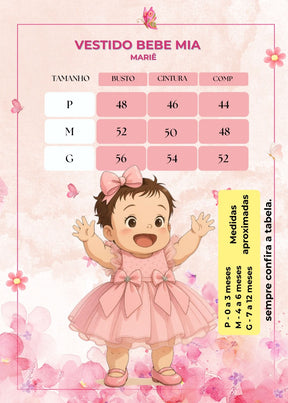 Vestido Marie Bebe Mia Rosa Bebe - Leveza e Elegância para Meninas | Bebeloo Kids