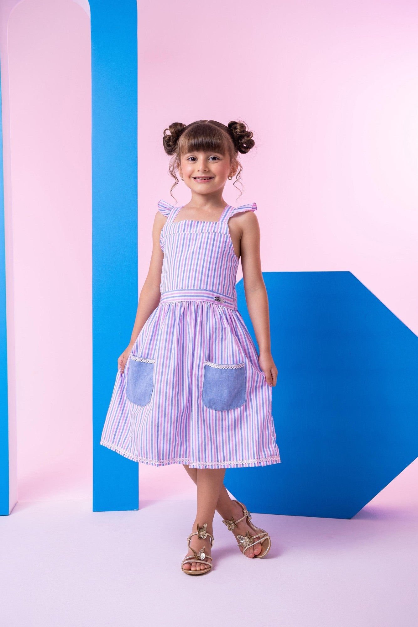 Vestido Banana Club Celine Lilas Listrado - Leveza e Elegância para Meninas | Bebeloo Kids