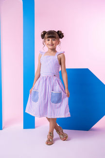 Vestido Banana Club Celine Lilas Listrado - Leveza e Elegância para Meninas | Bebeloo Kids