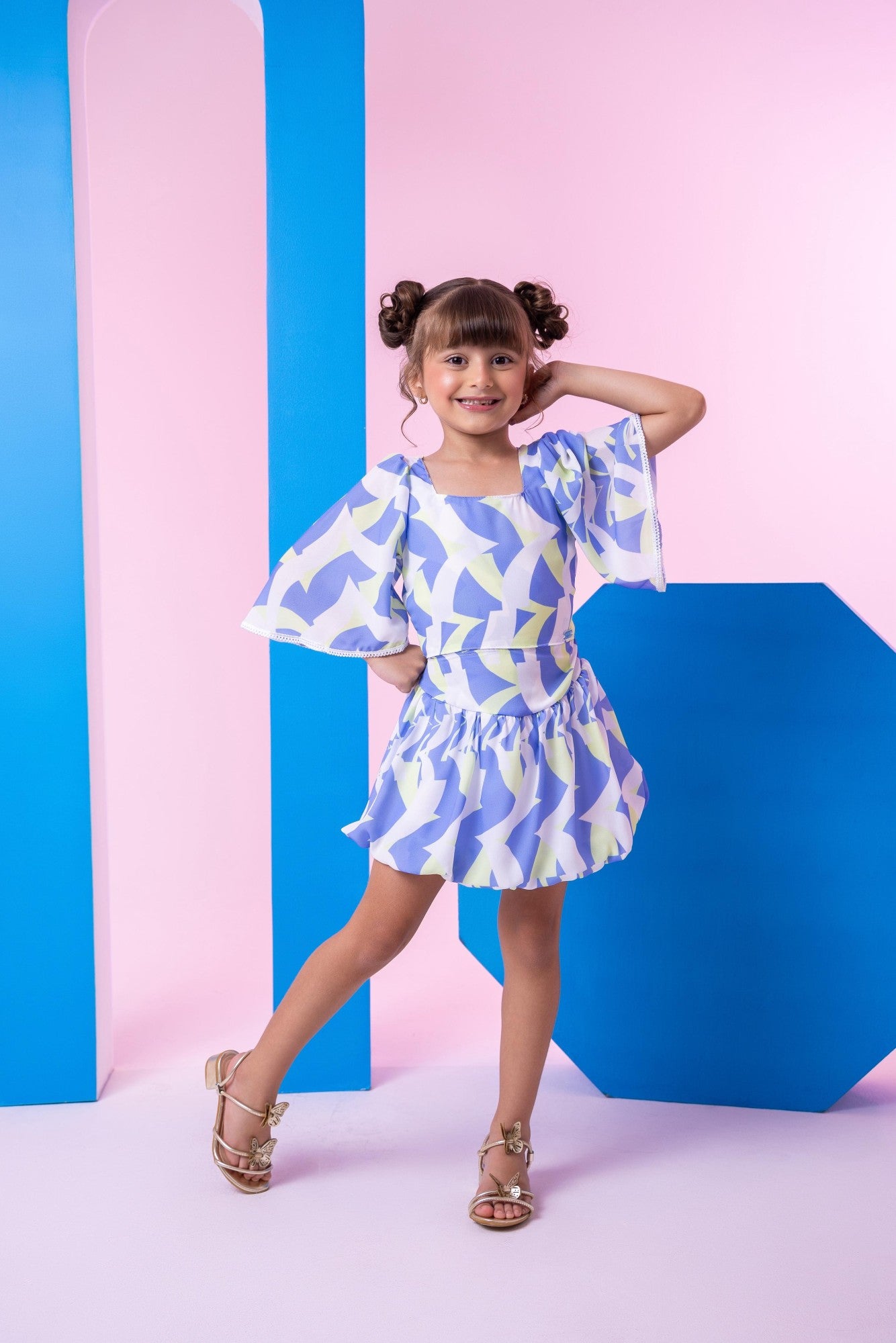 Conjunto Banana Club Alissa Azul e Verde - Estilo Delicado para o Dia a Dia | Bebeloo Kids