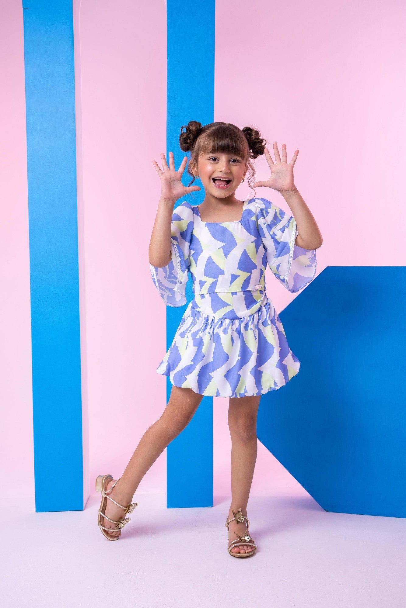 Conjunto Banana Club Alissa Azul e Verde - Estilo Delicado para o Dia a Dia | Bebeloo Kids